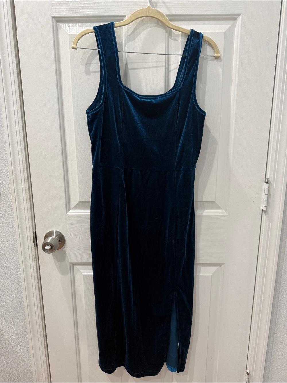 SHEIN Dark Teal Velvet Midi Dress
